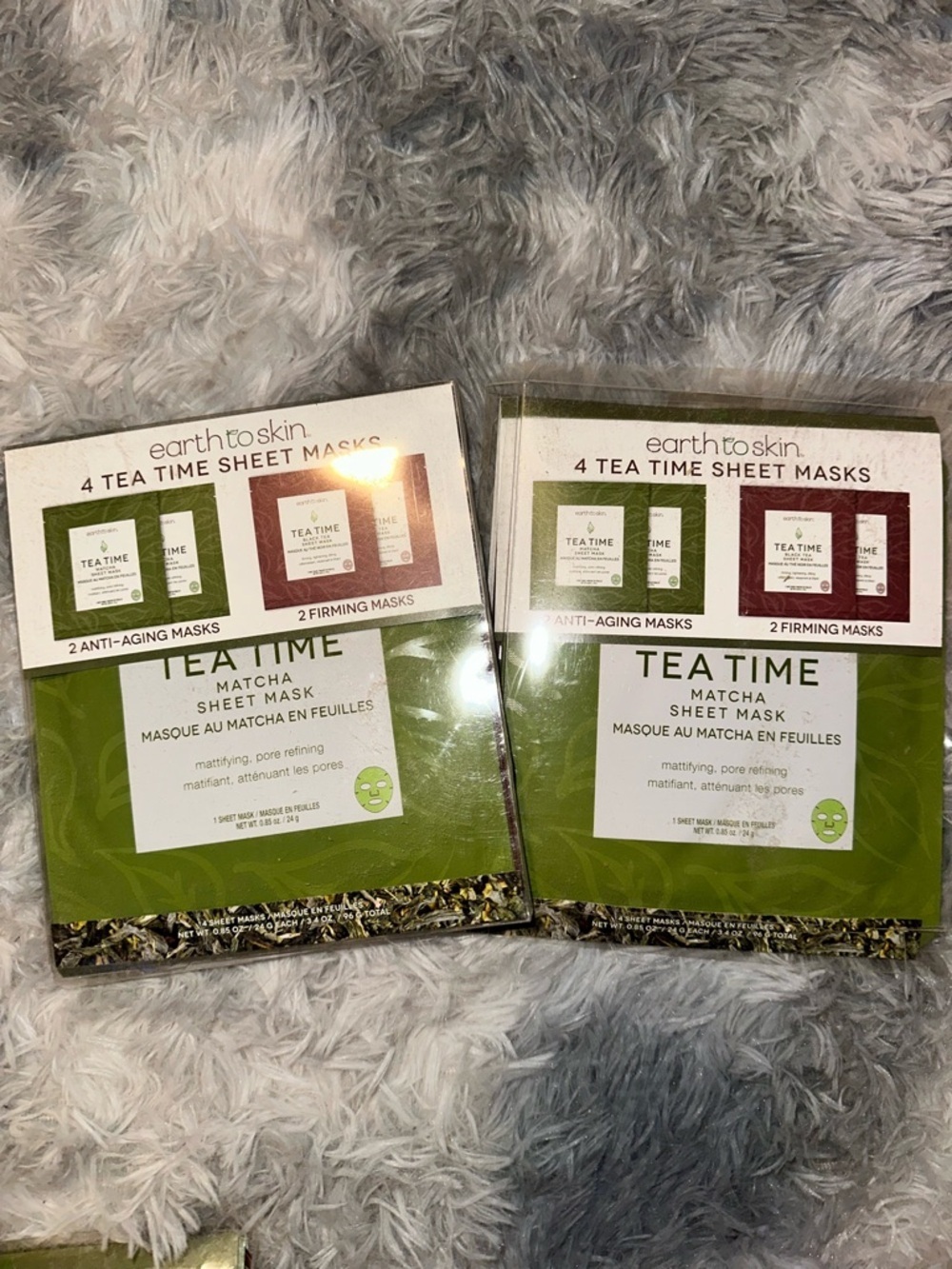 earth to skin Tea Time Matcha & Black Tea Sheet Masks - Set of 8 NEW
